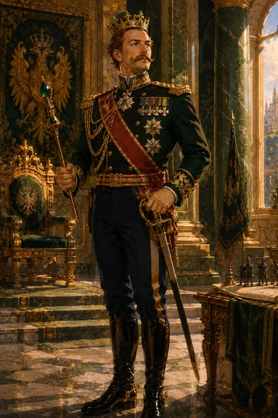 Illustrated portrait of the old foreign king