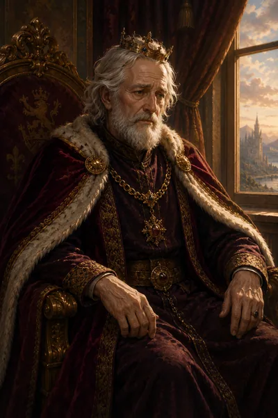 Illustrated portrait of the Sad King