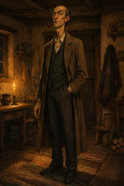 Portrait of the Thin Man, the skeletal gang leader with a jumping Adam's apple