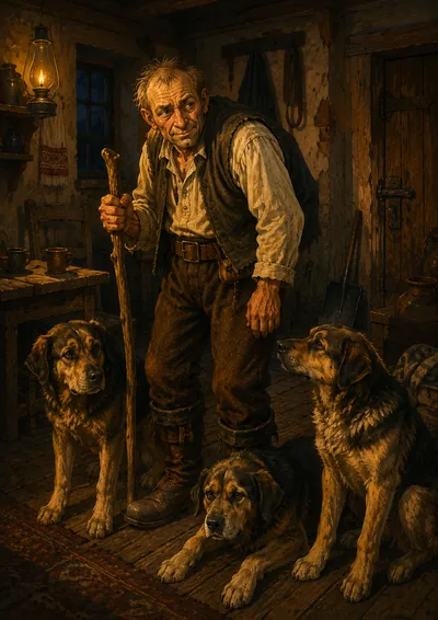 Portrait of the Hunchback who keeps the gang's dogs