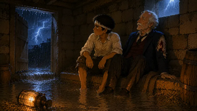 Storm — water floods the cellar where Adam is imprisoned