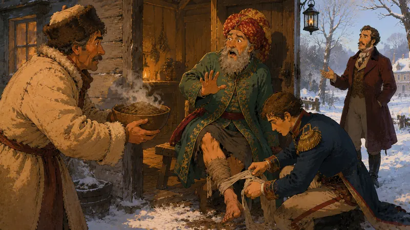Flashback: winter 1813, Napoleonic soldiers arrive at the manor