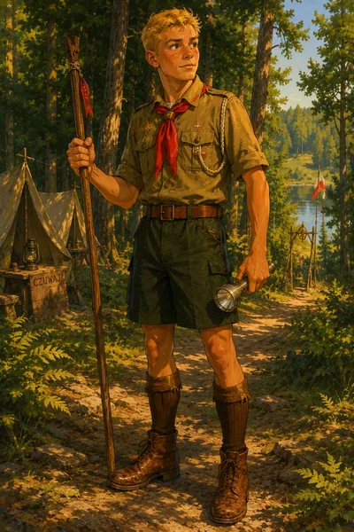 Portrait of Staszek Burski, Adaś's classmate and scout leader